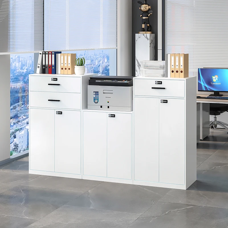 Modern Half Height Lockable Metal Cupboard Company Break Room Pantry Storage Cabinet Home Office Workshop for Printer
