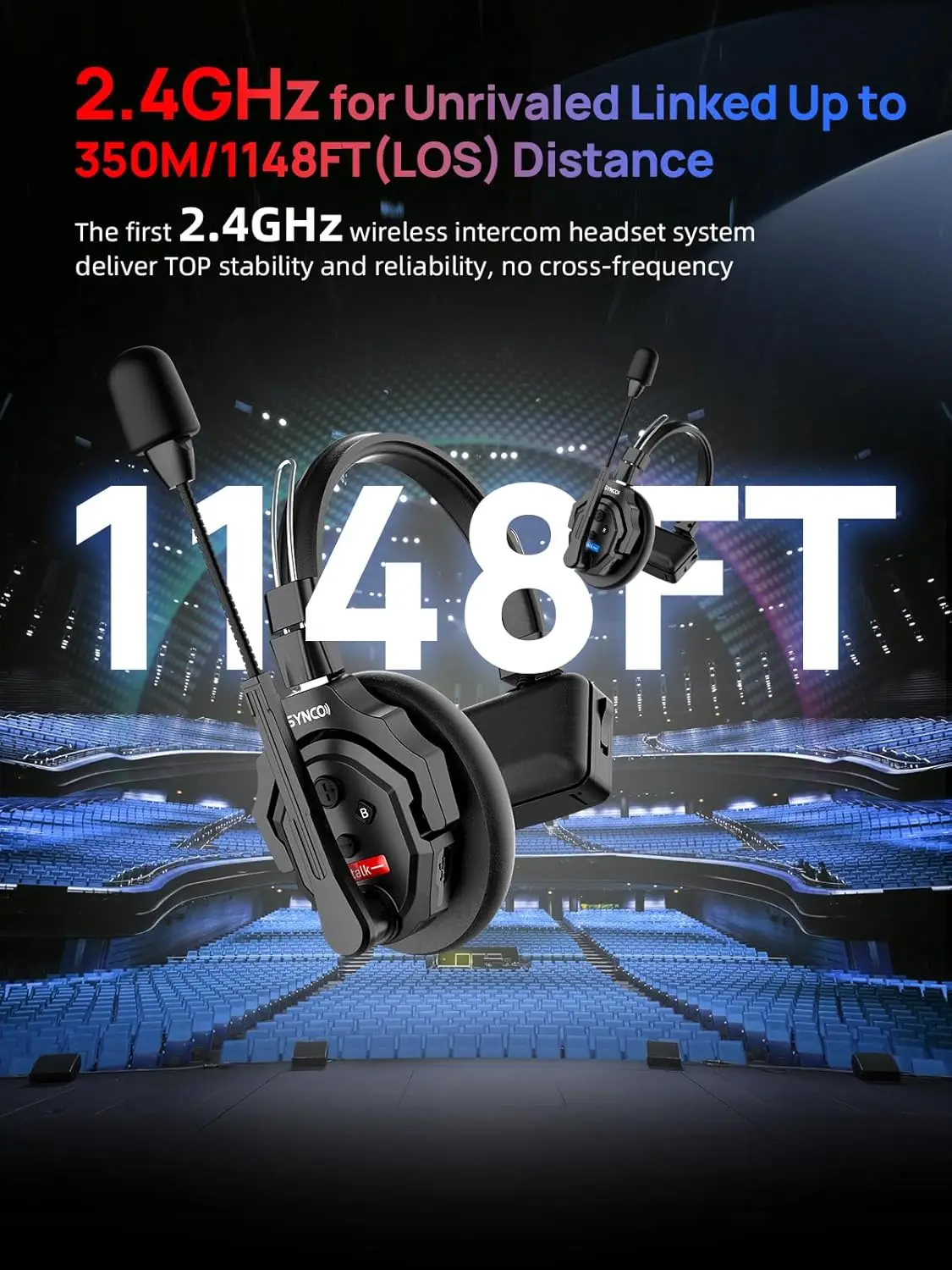 Headphone Interkom Nirkabel Bluetooth SYNCO XTALK X2/X4/X5 2.4GHz Full Duplex dengan Komunikasi 24 Jam 350M