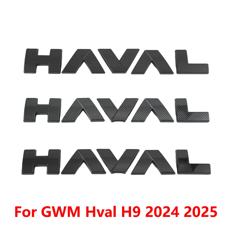 ل Haval H9 2025 ملصقات للشعار شعارات الشواية الأمامية شبكة الباب الخلفي مصبغة الديكور الأسود العلامات الخارجية شارات الجسم