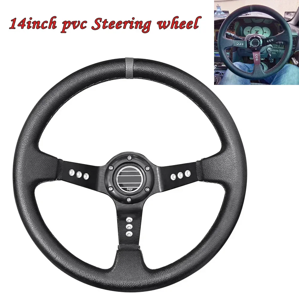 14inch Universal Racing Steering Wheel 350MM 6 Bolts Horn Car Steering Wheel Pvc Drifting Game Sport Steering Wheel Auto Parts