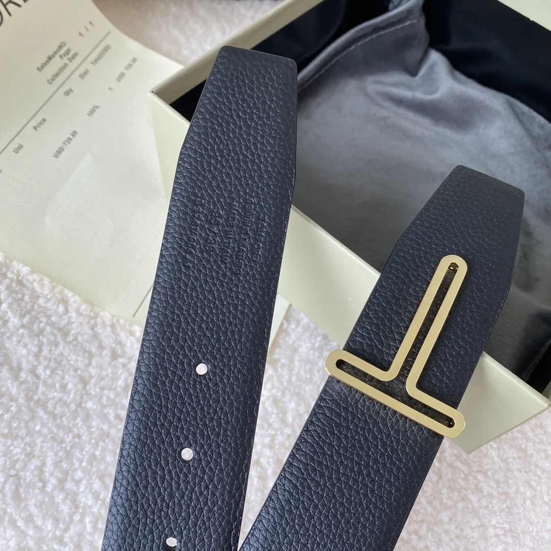 

Мужские высококачественные деловые ремни из натуральной кожи, двусторонние, роскошные, дизайнерские, брендовые, модель TF1