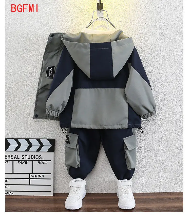 Korean Boys'  Workwear Set for Spring Autumn New Style for Handsome Children's Jackets + Pant 2 PCS  Set for Kids Overalls 2-10Y