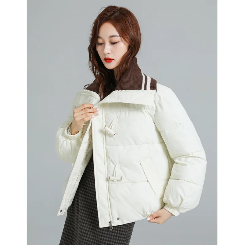 Women's Down Puffer Jackets White Winter Korean Fashion Y2K Style Baggy Black Thickening Warm NEW Female Coat Cotton Outwear