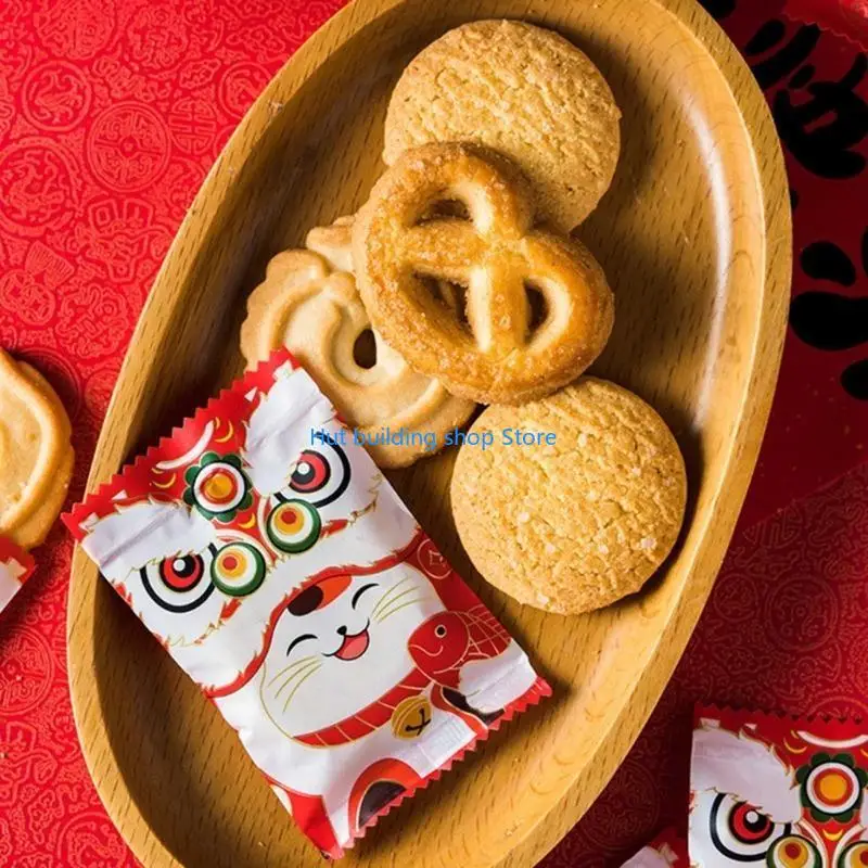 T21C 200pcs bolsas sello calor dibujos animados para galletas nueces chocolate con dulces fruites secos