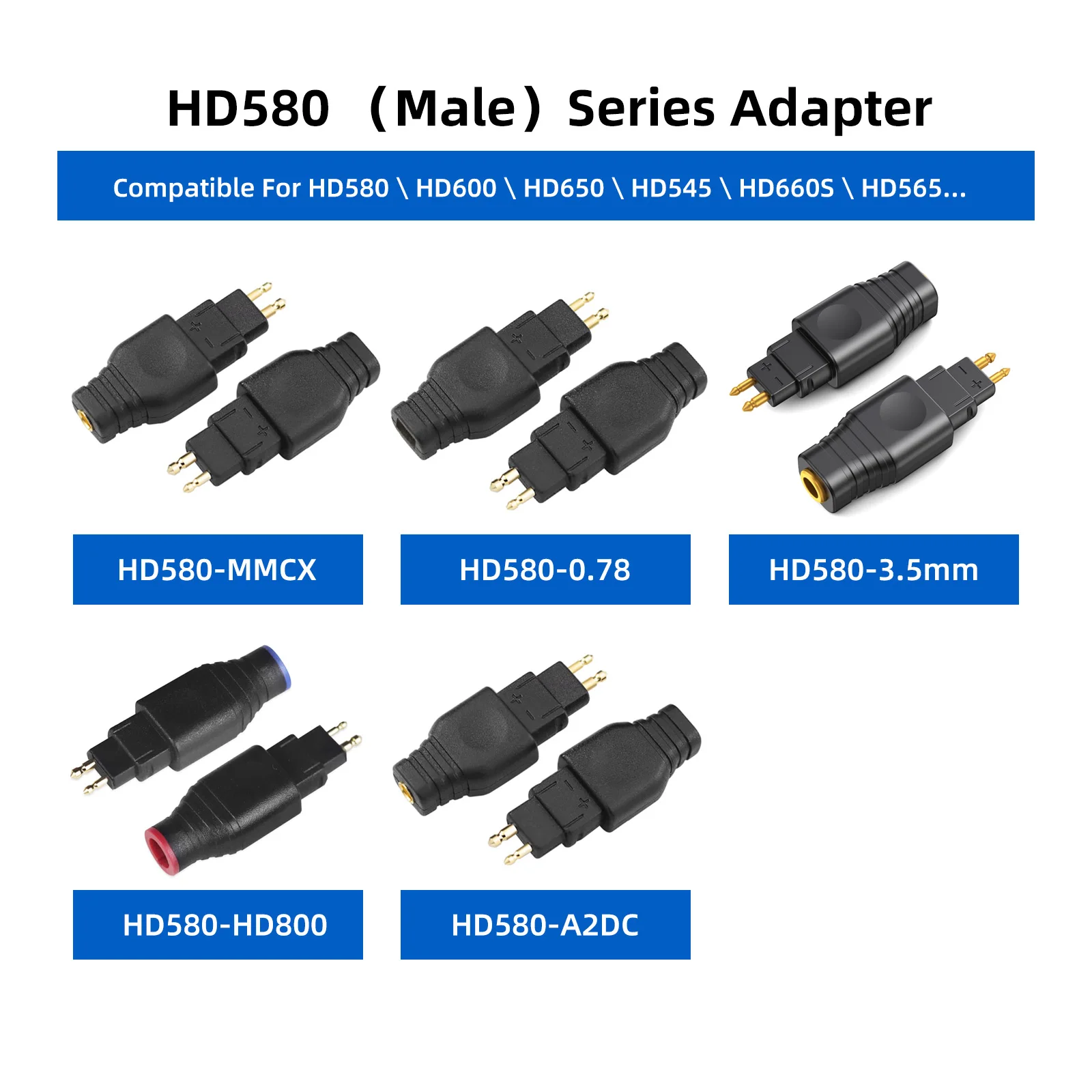 OKCSC Headphone Adater HD650 Male to Dual 3.5mm MMCX 0.78mm 2Pin HD800 A2DC Female Connecter for SENNHEISER HD580/HD600/HD660S