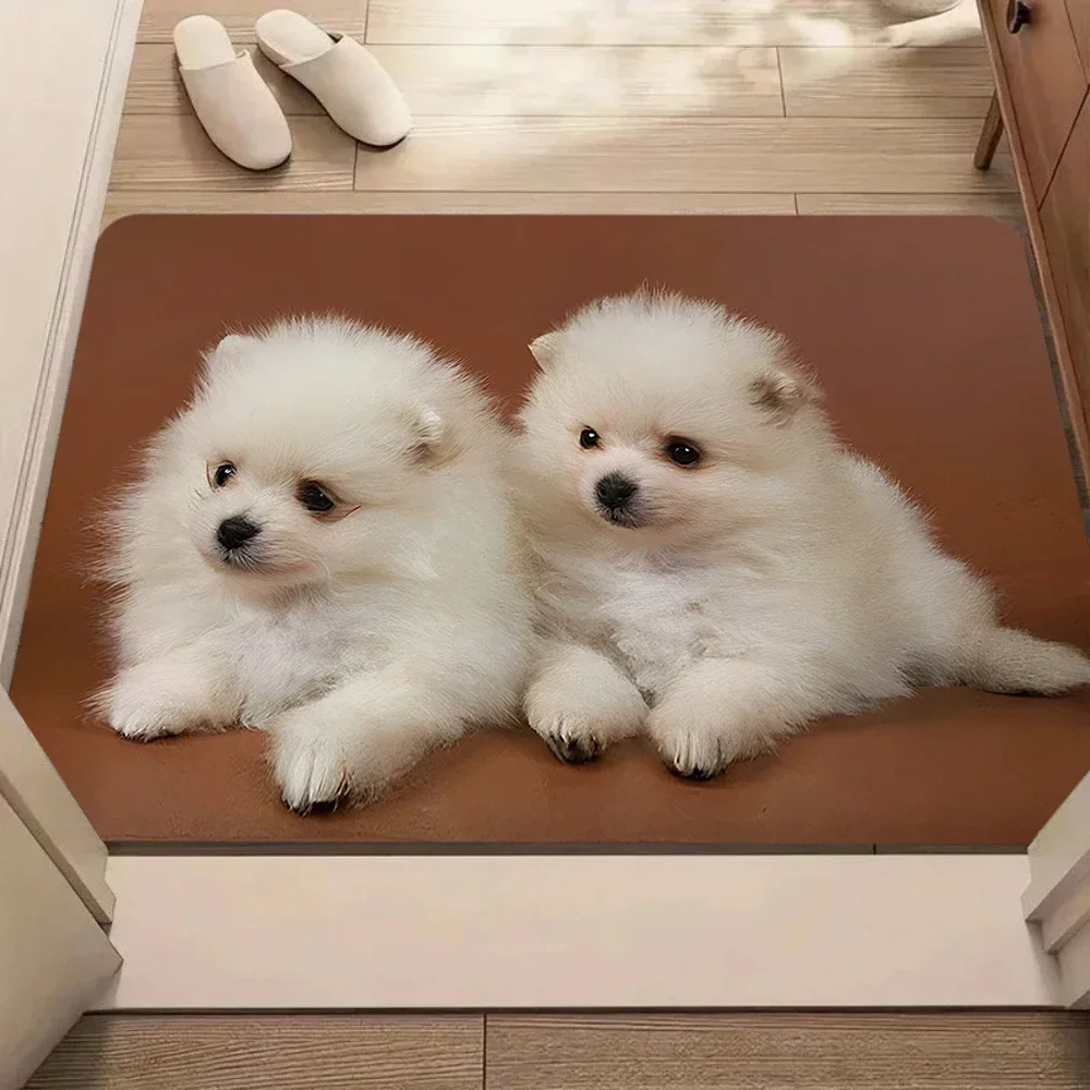 Realistic Cat Puppy Pattern   Rug Soft Non Slip Floor  for Living Room Bedroom Home Decoration Floor  Welcome