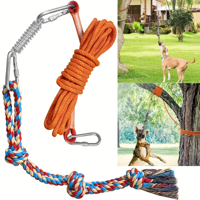 

Spring Pole Dog Rope Toy | Heavy-Duty Tug-of-War & Bite Training Kit for Small to Large Dogs, Outdoor Exercise, Aggressive Chewe
