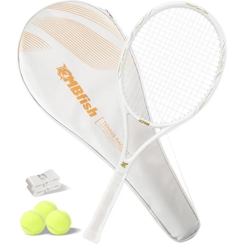 Tennis Racket-with Pre-Strung,Comfortable Handle,Tennis Racquet For Adults,Includes 3 Tennis Balls,2 Overgrips And 1 Tennis Bag