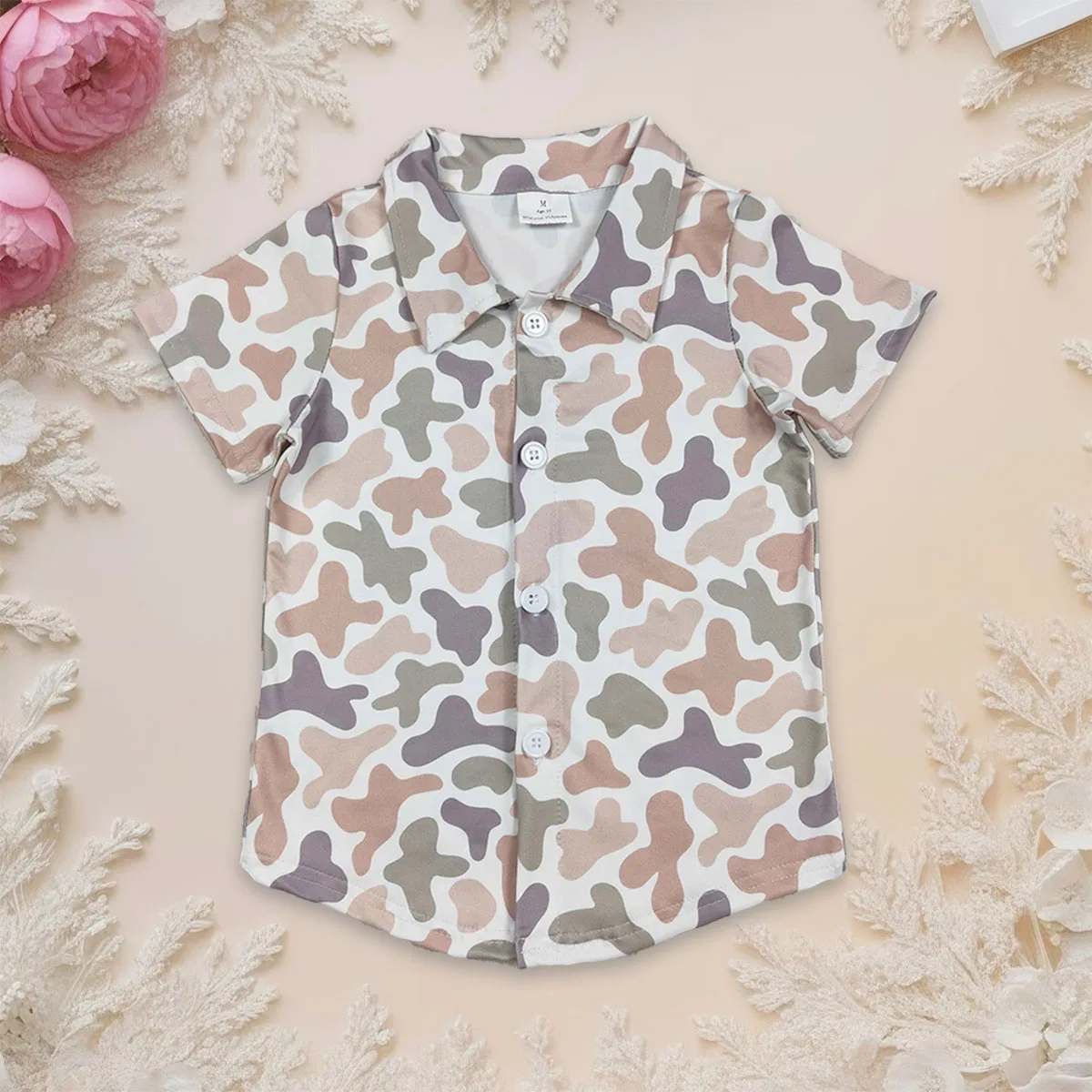 

Baby Boy Short Sleeve Summer T-shirts Southern Grey Camo Button up Toddler Kids Polo Shirts Tops Children Clothes Wholesale