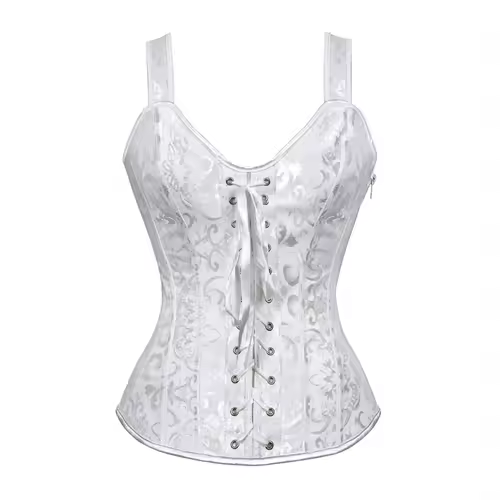Women Corset with Straps Black Overbust Corset Plus Size Floral Jacquard Corset Zipper Top Gothic Steampunk Corset Bustier - Image 10