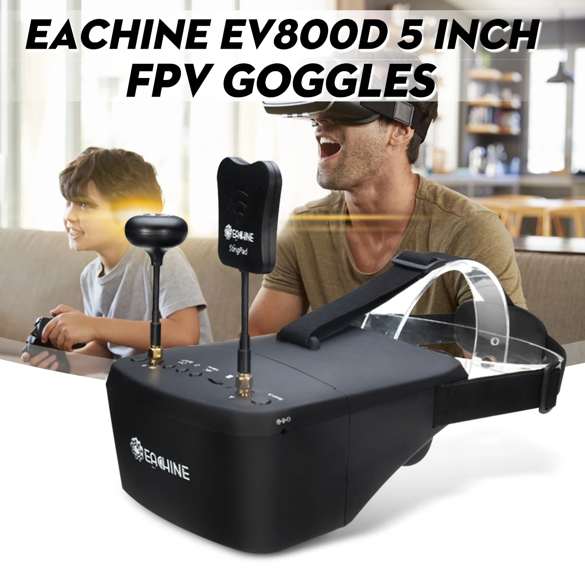 EV800D kacamata Video 5.8G 40CH, Headset Video HD DVR keragaman FPV 5 inci 800*480 dengan baterai untuk Model RC