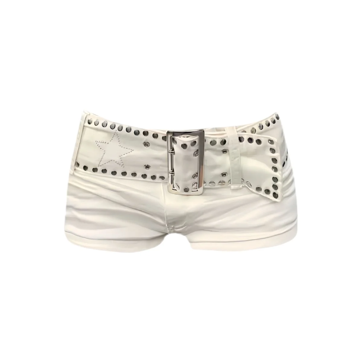 Sexy Riveted Denim Shorts Women's Summer Strap Chain Hot Pants Y2k White Shorts