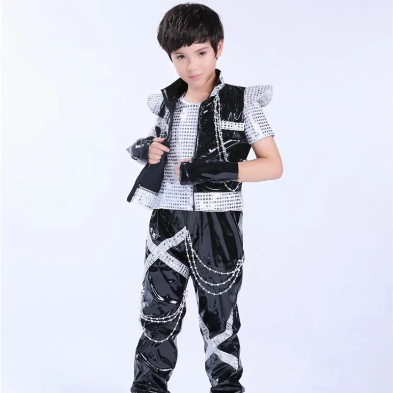 Children's hip-hop sequins Jazz dance stage shelf Drummer costumes Children's modern dance performances costumes Jazz trend