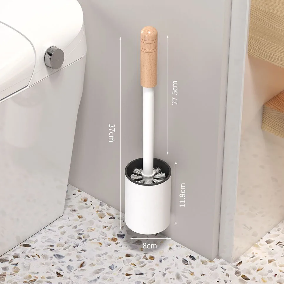 Black Aluminum Toilet Brush Set Walnut Long Handle Removable Wash Soft Bristle Cleaning Brush Wall Mounted Bathroom Accessories