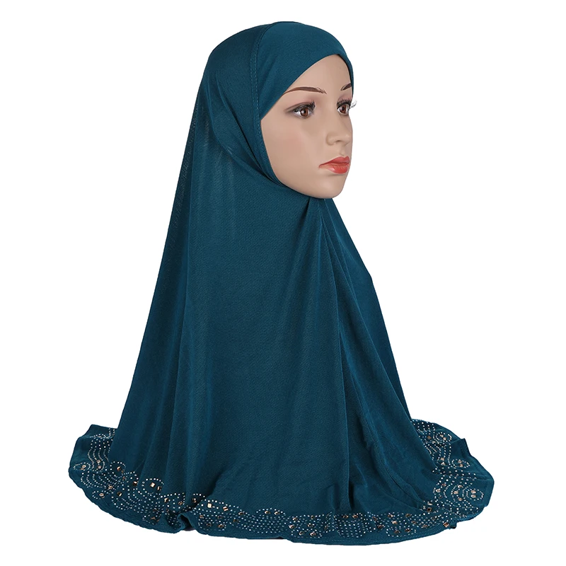 One Piece AI Amira Rhinestone Instant Scarf Muslim Women Long Hijab Prayer Niqab Khimar Islamic Headscarf Pull On Shawl Wrap Hat