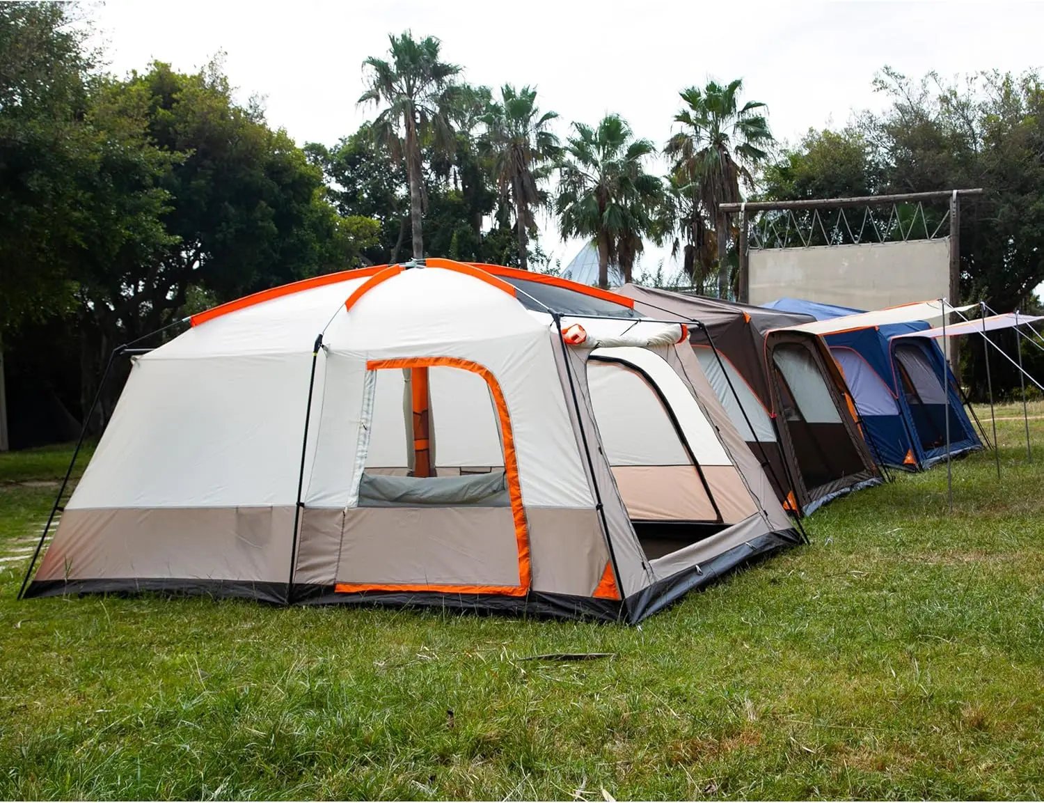 Extra Large Tent 6-10-12 Person(A),Family Cabin Tents,2 Rooms,3 Doors and 3 Windows with Mesh,Straight Wall,Waterproof,Double La