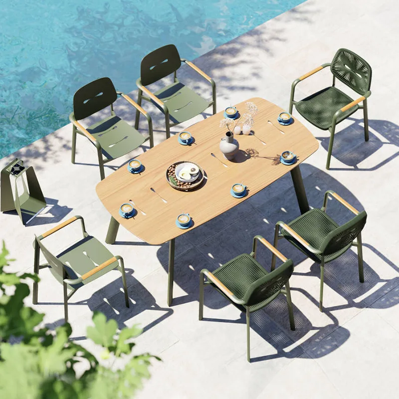 

chairs Garden villa open-air high-end community yard light luxury dining table and chairs Aluminum waterproof and sunscreen