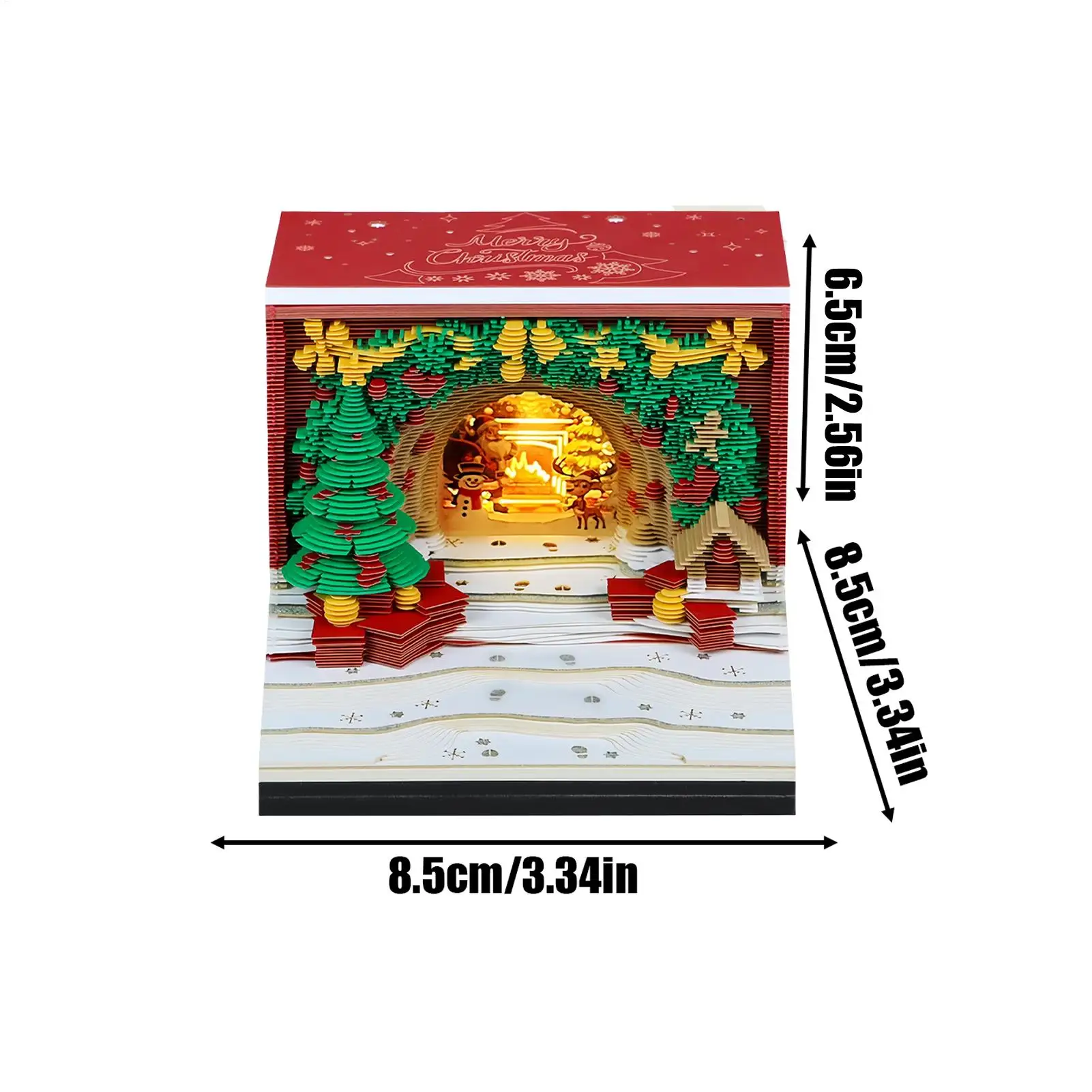 Calendario 3D 2026 2026 Arco di Natale Blocco note Calendario da tavolo Decorazioni per la casa Blocco note con luci a LED per la casa Dormitorio Appartamento Camera da letto