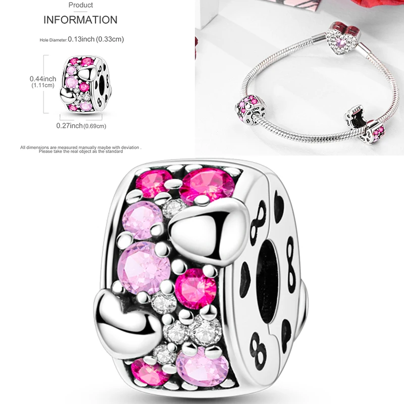925 Sterling Silber Liebesherz-Charm-Perlen Paar Romantisch Passend für Original-Armband Valentinstag Jahrestag DIY Damenschmuck – Detail 29