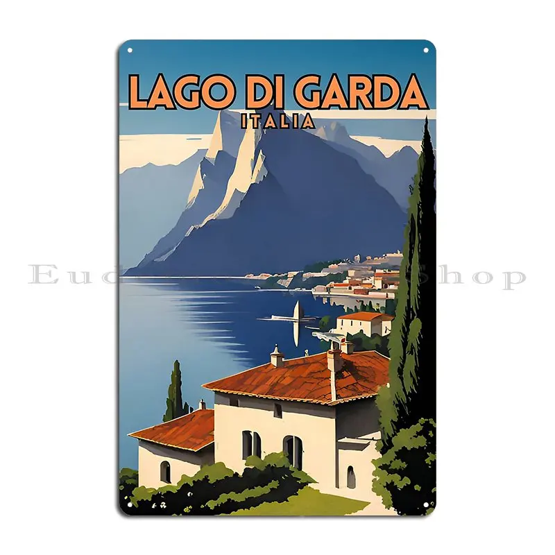 Lago Di Garda Italia Metal Sign Print Rusty Wall Mural Design Classic Tin Sign Poster