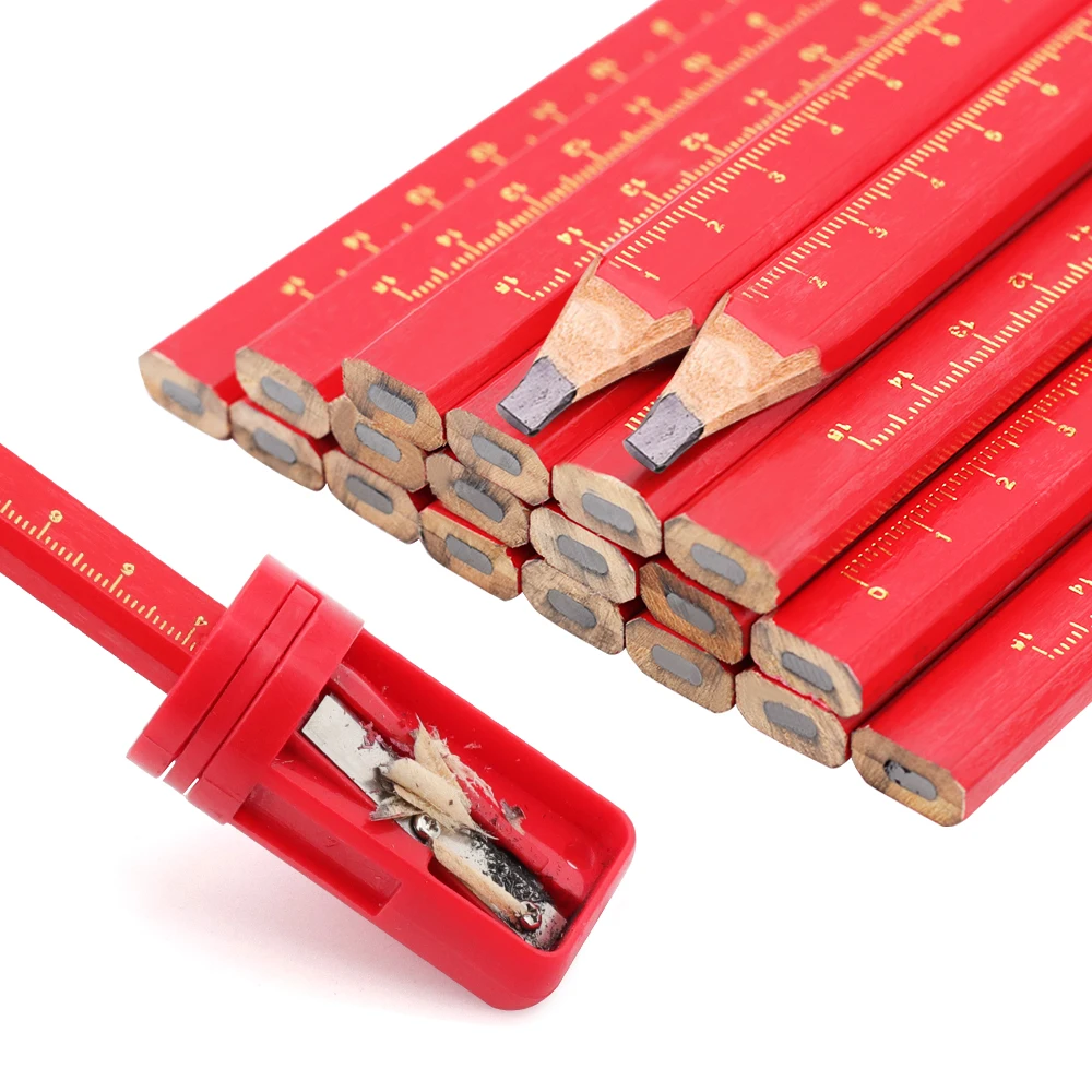8-teiliges Holzbearbeitungs-Stiftset, speziell für Markierarbeiten, Flachkopfstift für Holzzeichnungen, mit Einloch-Anspitzer – Detail 6