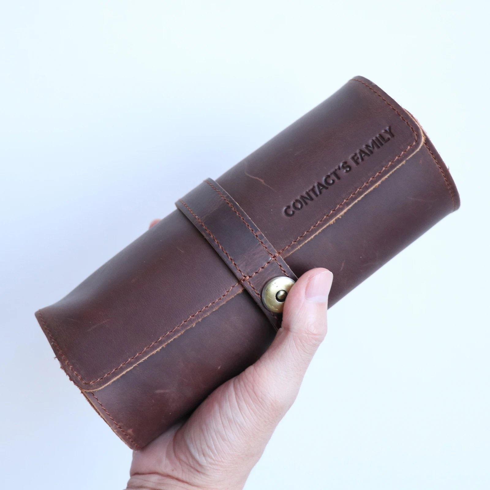 Portable Exquisite Watch Roll Travel Case Chic Handmade Leather 3 Slots Watch Storage Box with Slid in Out Watch Organizers Gift