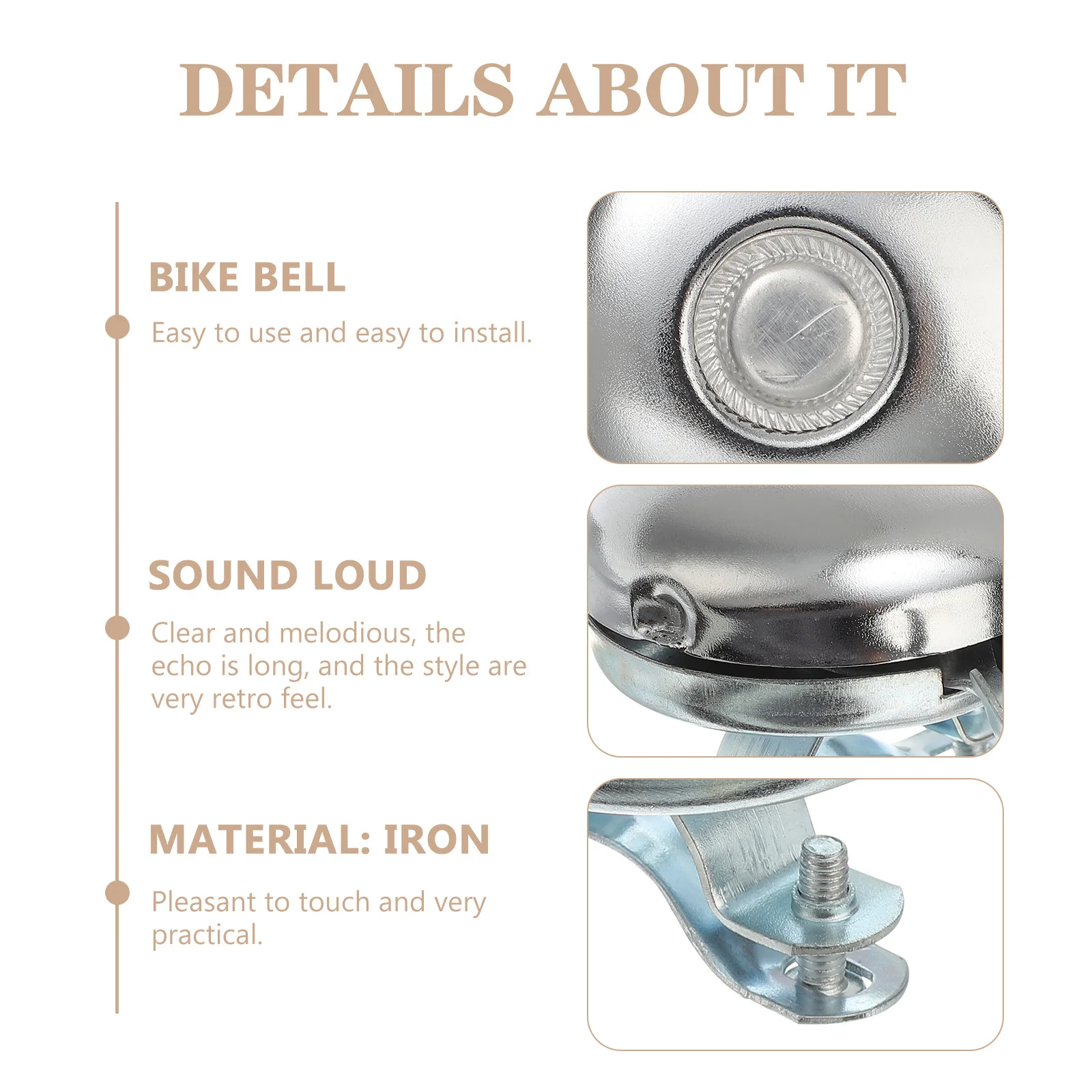 

Ringer Bell Bright Color 52mm Eco Friendly Iron Loud Clear Echo Long Retro Feel Bicycle Accessory Bike Horn