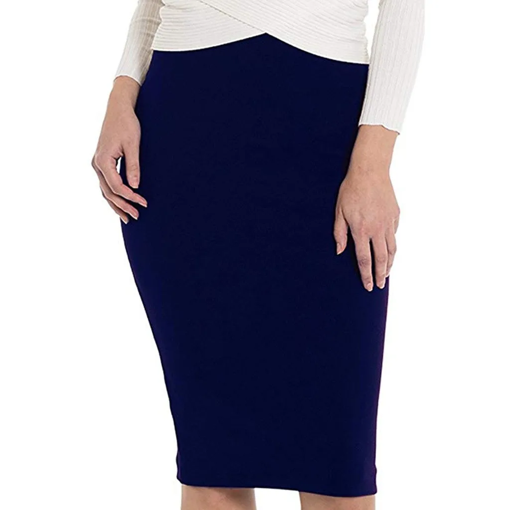 Colorblock Skirt Zipper Midi Length Intellectual with Spring Medium Stretch Bodycon Elegant Professional Skirts for Women