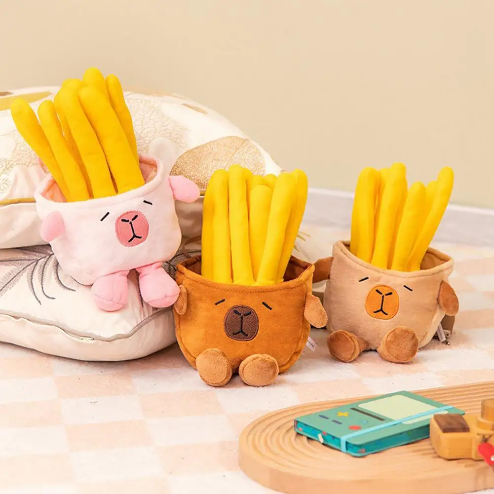 High Elastic Pp Cotton Filling Toy Cute Capybara Fries Plush Toy Pillow Set Adorable Food-animal for Kids for Children for Kids