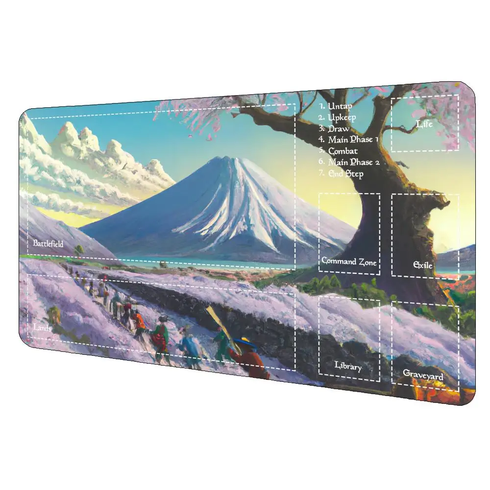 Mount Fuji Sakura Scenery Magic Party Play Mat Durable Rubber for MTG&TCG Game 35X60cm Mouse Pad Office Desk Rug Friendly Design