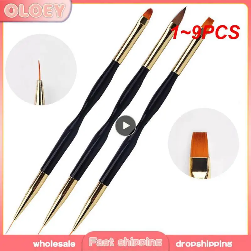 1~9PCS French Stripe Nail Art Liner Brush Set Tips Ultra-thin Line Drawing Pen Dual End UV Gel Painting Brushes Manicure Tools