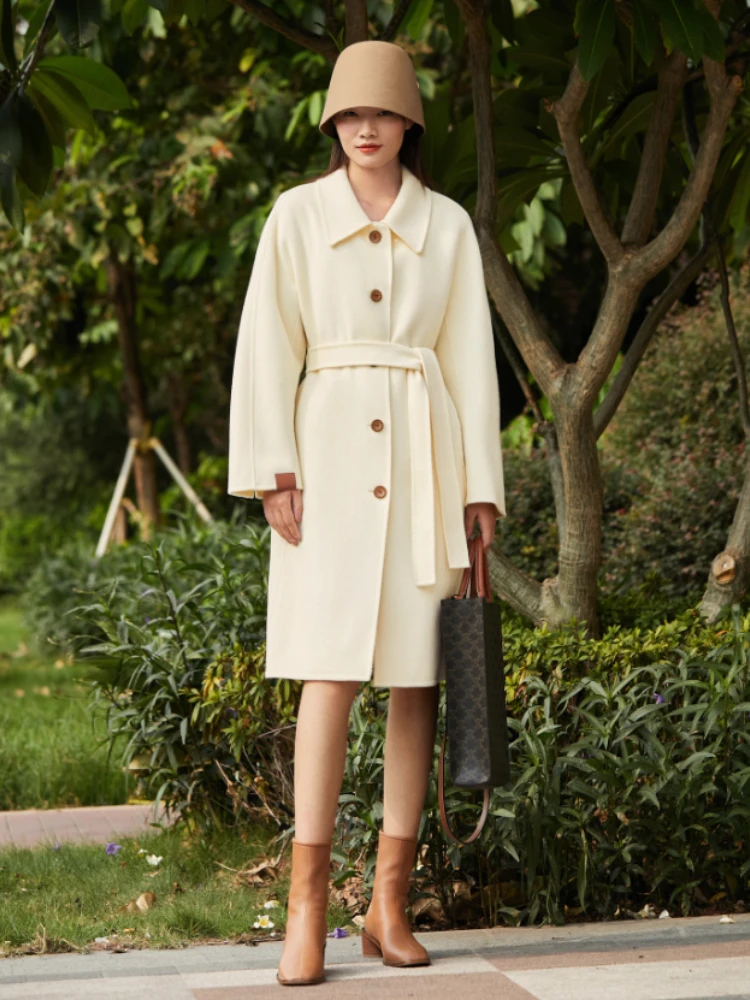 Amii minimalismo casaco de lã feminino 2025 inverno novo elegante único breasted jaqueta longa moda solta casaco feminino 12141003