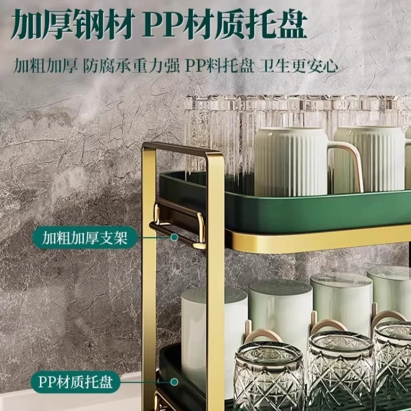 Double Layer Desktop Cup Drain Rack Kitchen Sideboard Glass Teacup Holder Tabletop Storage Organizer