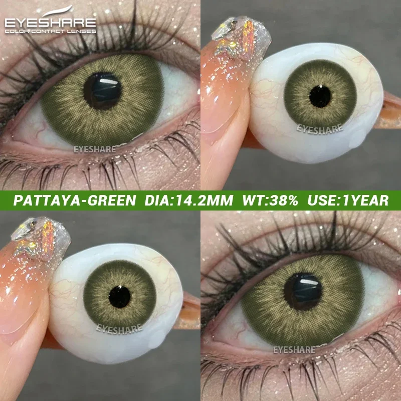 EYESHARE 1 Pair Myopia Lenses Color Contact Lenses with Prescription Natural Brown Eye Contact Gray Pupils Yearly Colored Lens