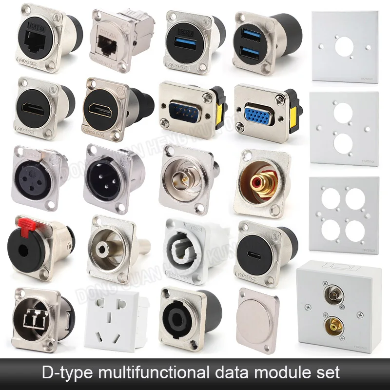 

Type-D Connector HDMI HD Cable VGA DB9 Serial Port XLR DIY Information Box/86 Panel/Jumper Board Multifunctional Data Module