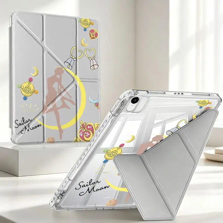With Pen Slot Cover Tablet Case For iPad Air 8 M2 M3 3 9th Pro 13 2025 2026 12th 11th Mini 7 6 5 10th Gen Anime Sailors Moons