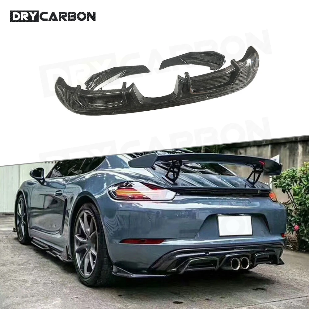 

Carbon Fiber Rear Lip Diffuser Spoiler Splitters for Porsche 718 Cayman Boxster Base S Coupe 2016-2019 Car Bumper Guard