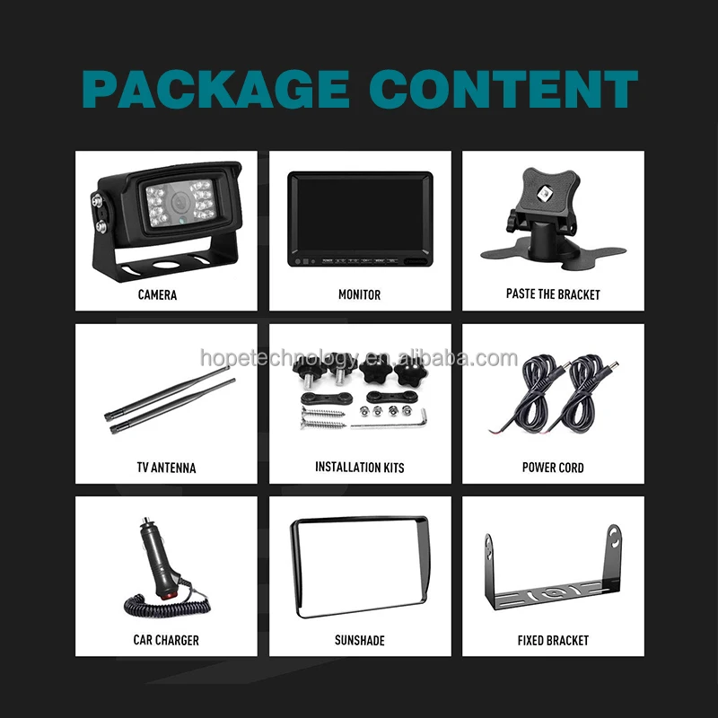 7 Polegada 2.4G Digital Transmissor Receptor À Prova D 'Água Monitor Sem Fio para Monitor de Câmera de Backup Reverso