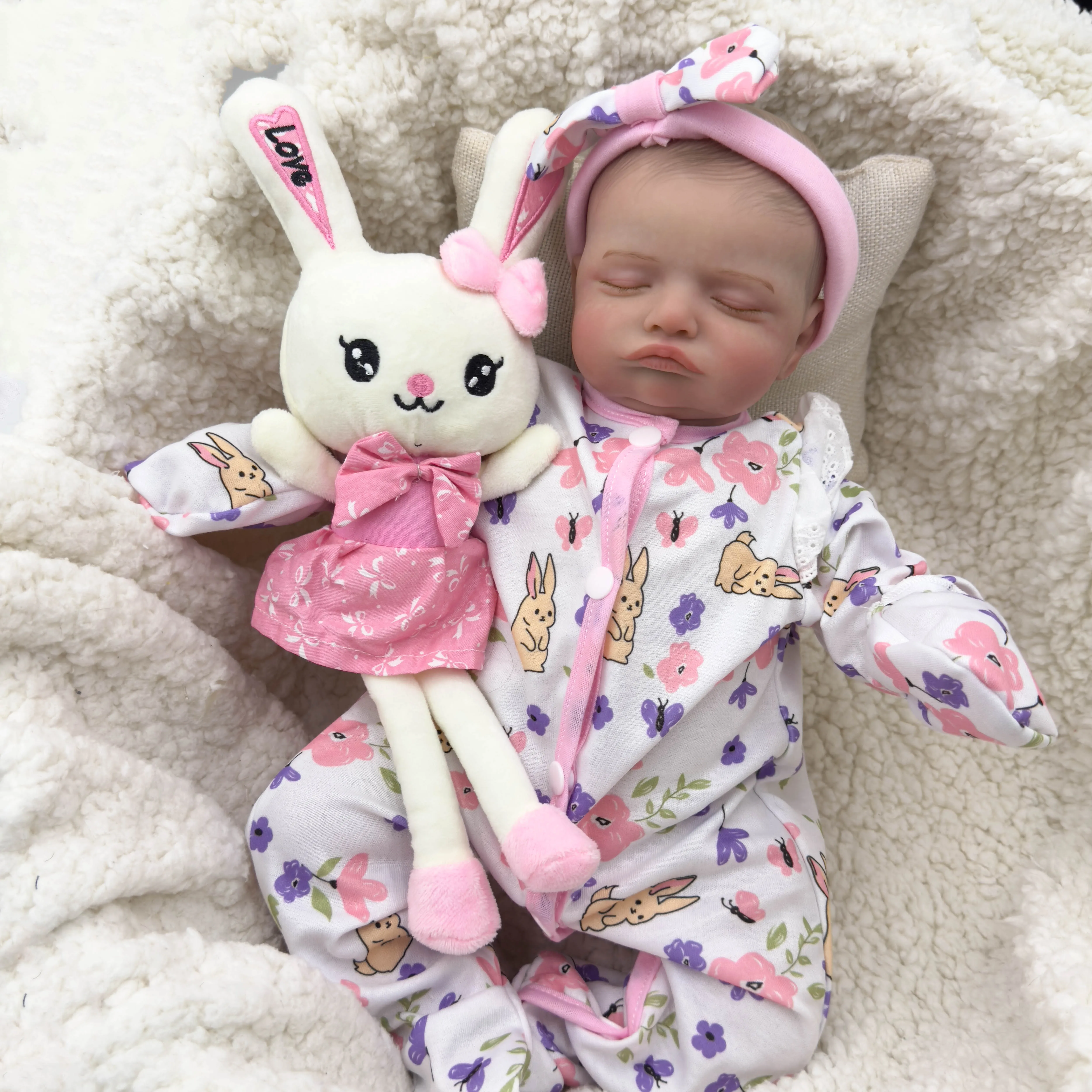 

NPK 48CM Rosalie Newborn Baby Doll Hand-Painted Reborn with Genesis High-Quality 3D Skin Tone Already Painted Collectible