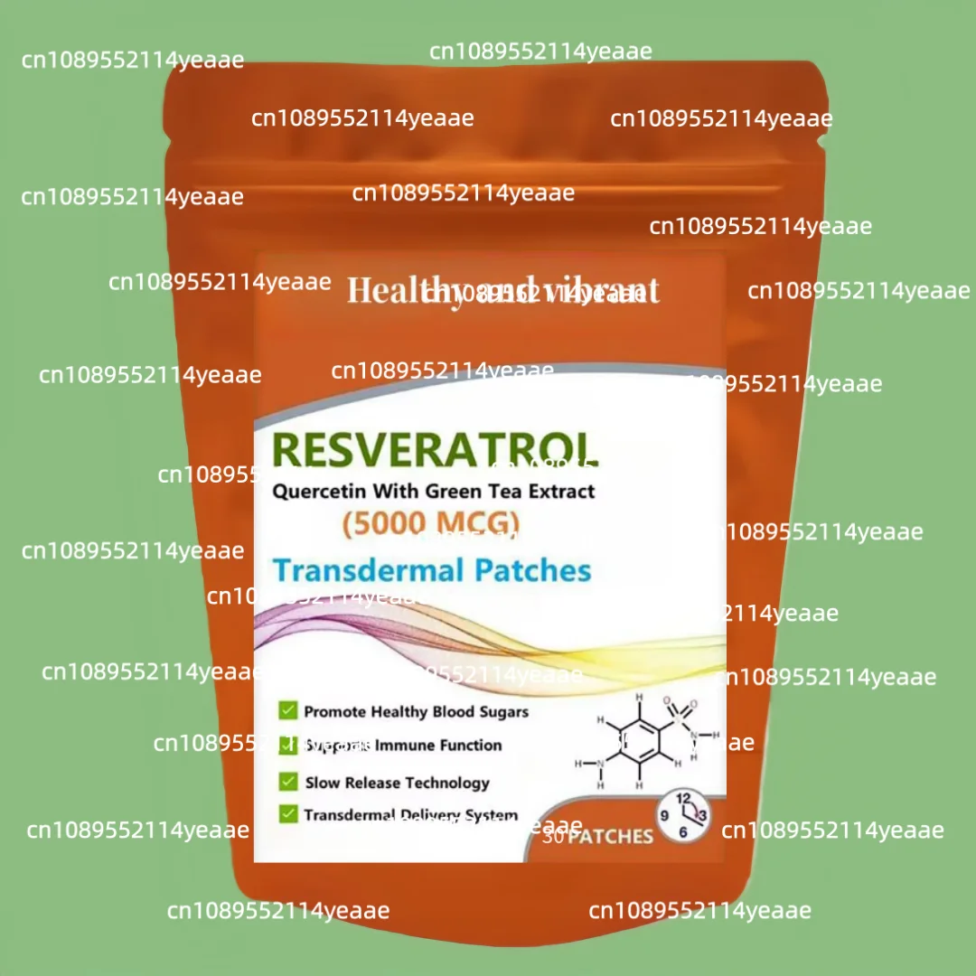 Resveratrol, Quercetin With Green Tea Extract Maximum Strength 5000 mcg Transdermal Patch Premium Formula Anti-Aging Antioxidant