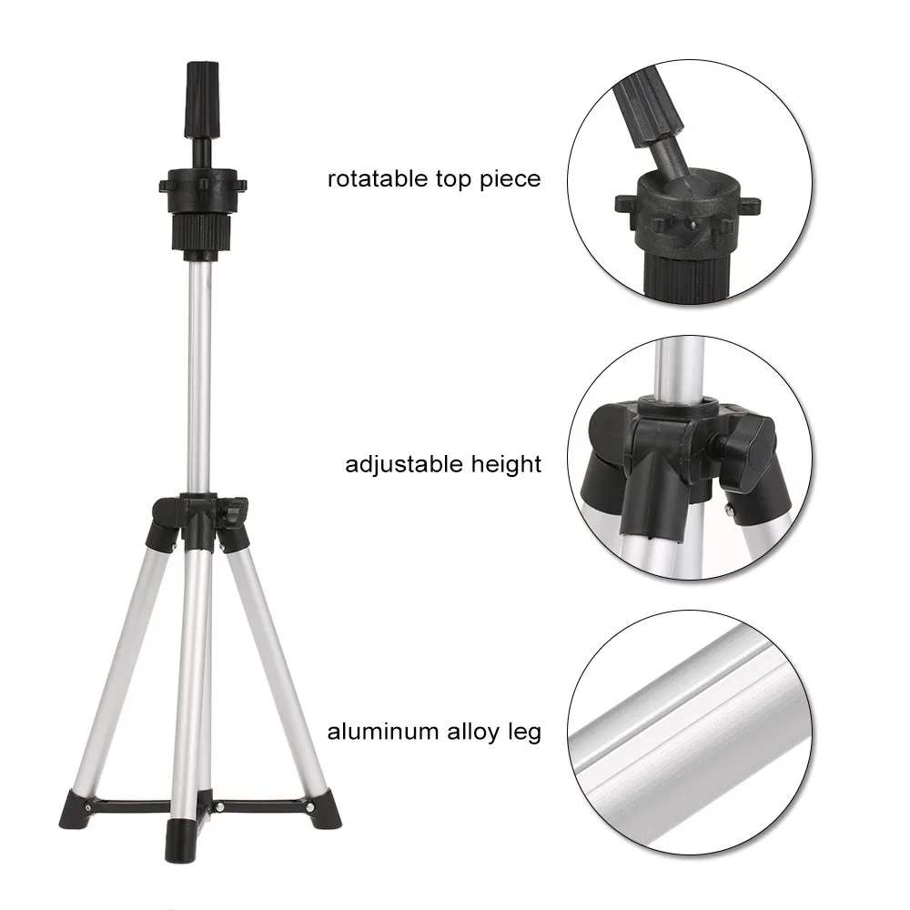 Adjustable Height Wig Stand Tripod Aluminum Alloy Durable Wig Tripod Stand Practical Sturdy Hair Dressing Stand For Hair Salon