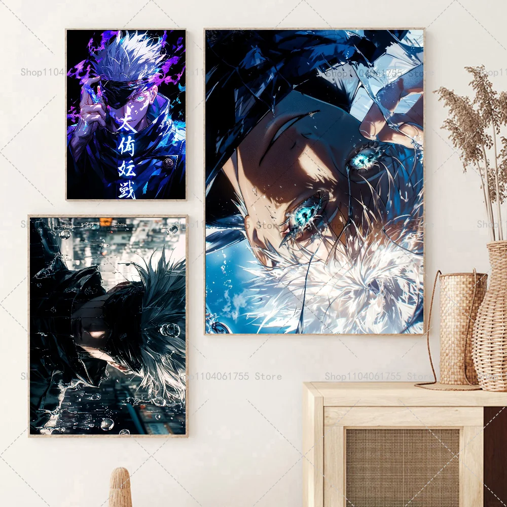 Anime Gojo Satoru Role Poster Self-adhesive Art Waterproof Paper Sticker Coffee House Bar Room Wall Decor