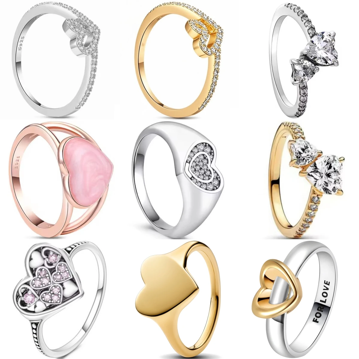 

New 925 Sterling Silver Charm Forever Love Pink Heart-shaped Rings Women Rings Fine Jewelry Fashion Woman Gifts