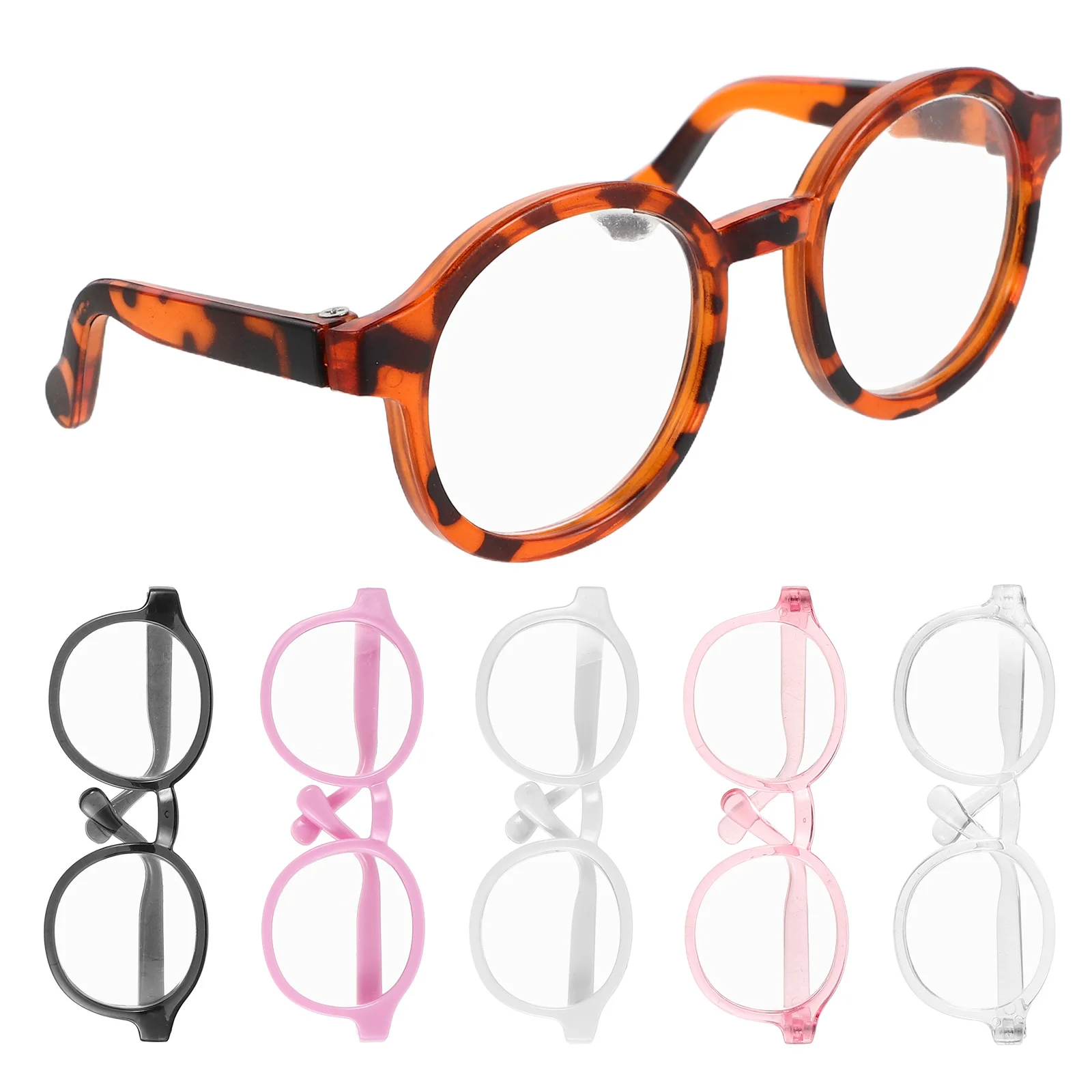 

6 Pcs Glasses Accessories Craft Dress-up Round Plastic Mini Costume Eyewear Stuffed Animal