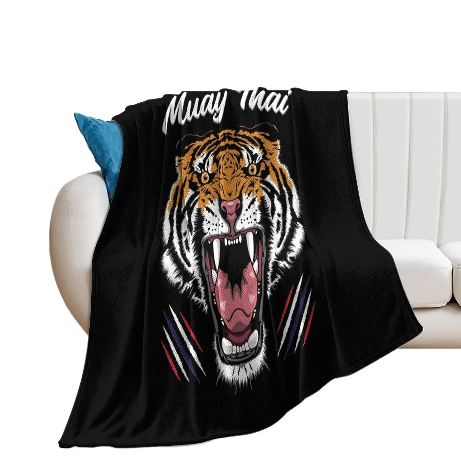 Muay Thai Men Kickboxing Tiger - Toi Muay Thailand Classic T-Shirt Throw Blanket Plush Sofa Throw Thermals For Travel Blankets