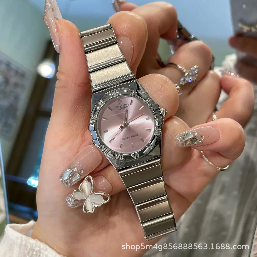 Crown Kallie - Empress Dowager's authentic watch for women, pink constellation backlit flywheel watch ck8132