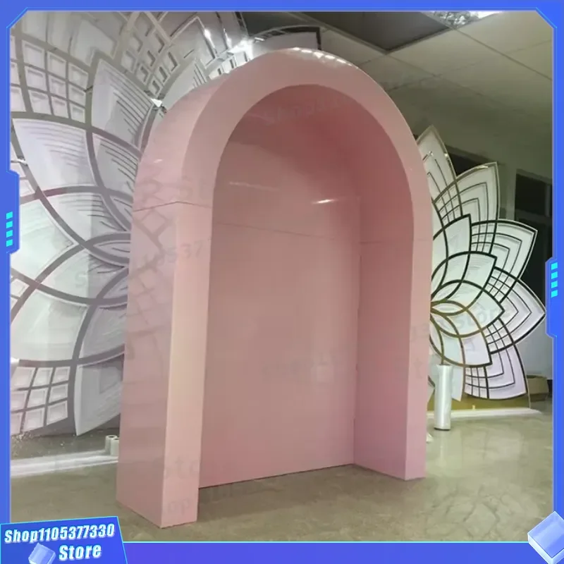 10th Wedding Anniversary Decorations PVC Arched Corrugated Background Frame Curve Stage Backdrop for Party Celebration Design