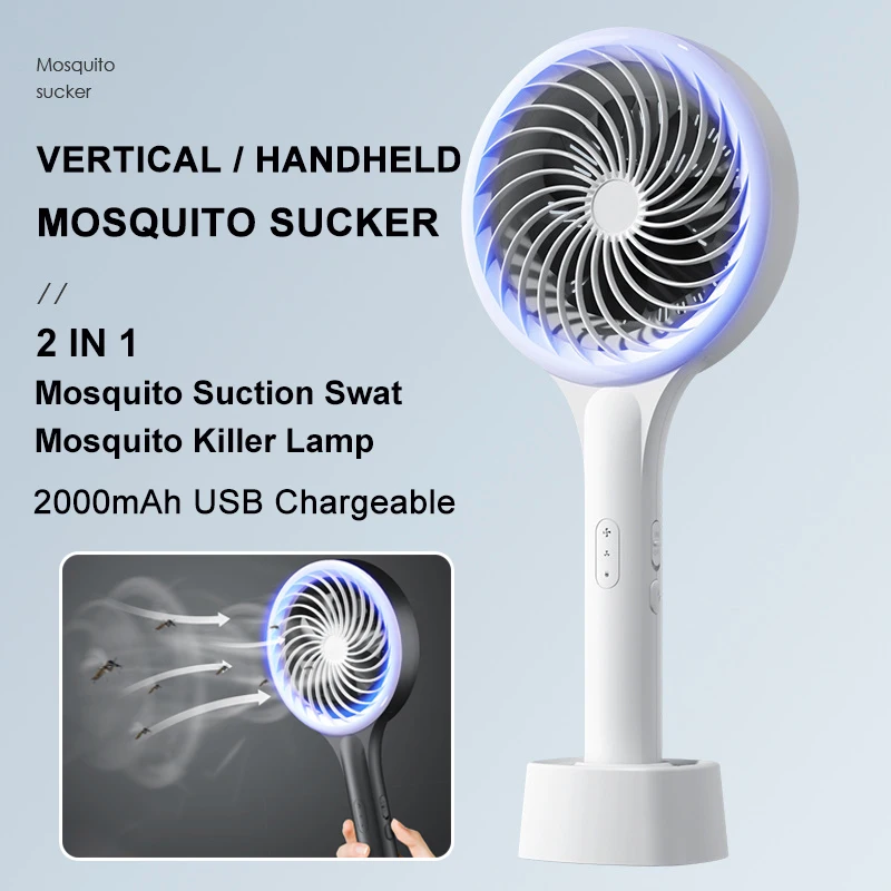 Mosquito Killer Lamp Mute Insect Repellent 2-in-1 Electric Suction Mosquitoes Racket USB Rechargeable Summer Fly Trap Bug Zapper