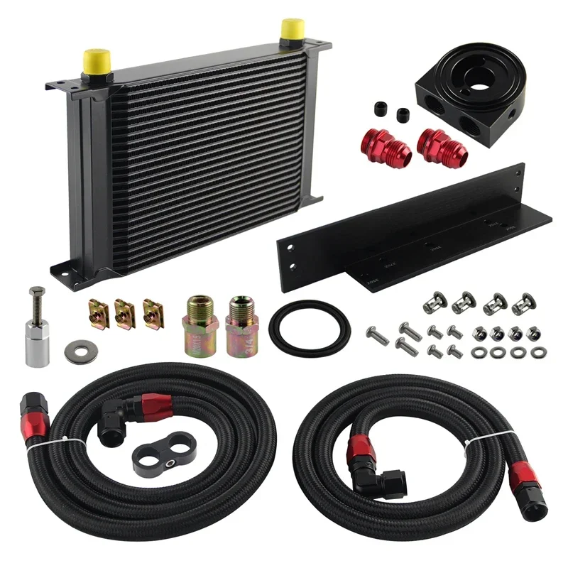 Oil Cooler 25 Row AN10 Bolt On Kit Fits for Nissan Fairlady 350Z Z33 03-08 3.5L/370Z Z34 09-17 3.7L VQ35 VQ37 Black / Silver