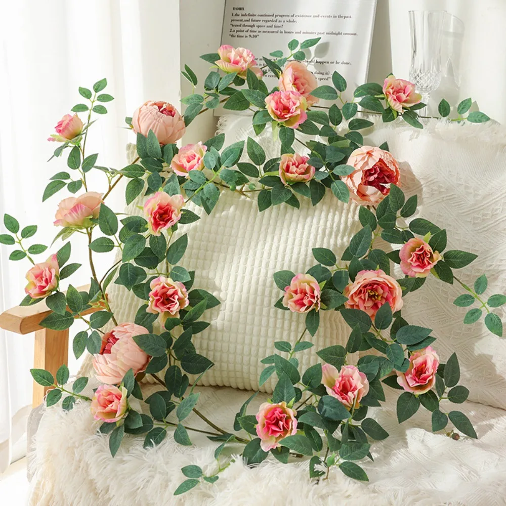 

1pc 1.8M 21 Flower Head Silk Rose Artificial Plant Vine Hanging Wall Home Garden Decoration Supplies
